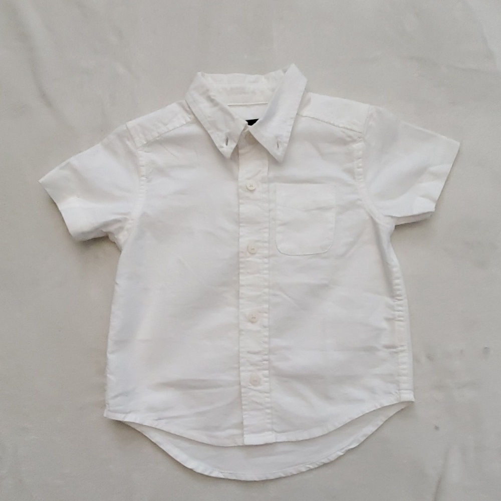 Toddler white short sleeve button collared shirt